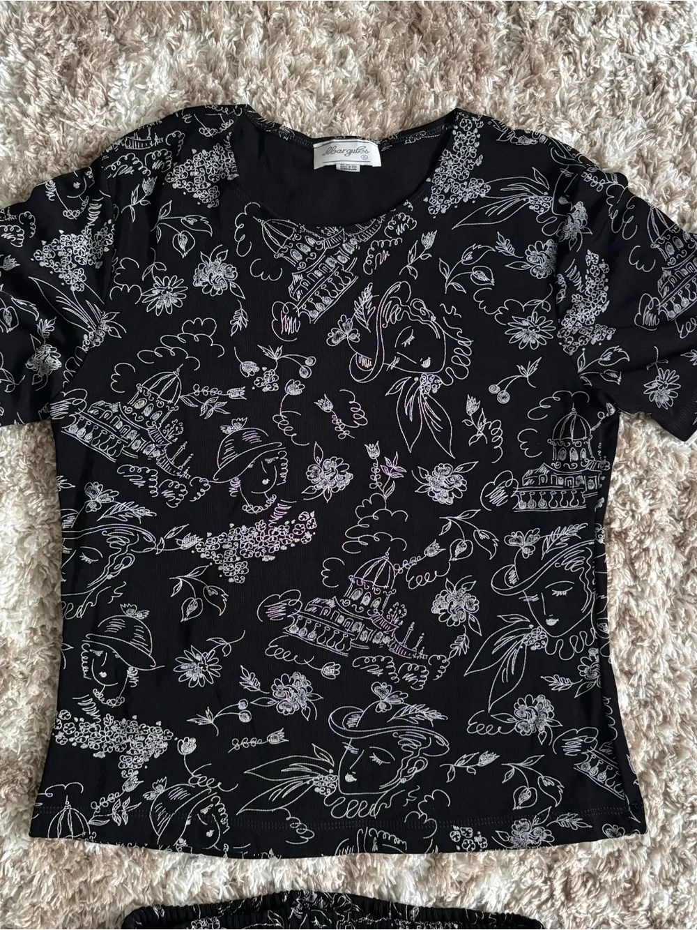 Abstract Black Print Two-Piece skirt Set